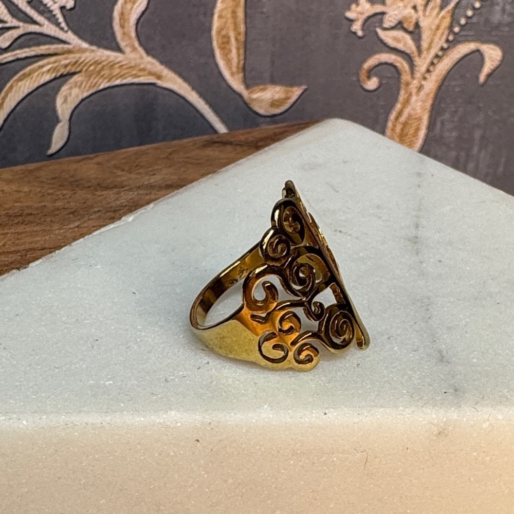 Vintage Gold Tone Tree Motif Ring Size 6 Lot D15 - Picture 7 of 8